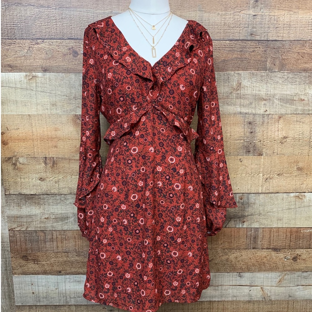 Chiffon long sleeve mini dress